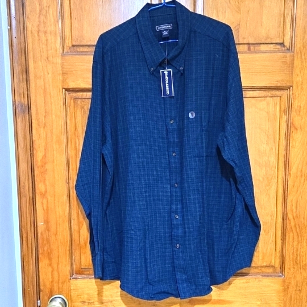 Saddlebred Blue And Green Casual Button Down Shirt Classic Collar